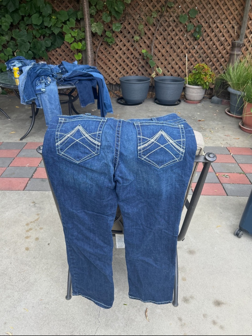 Ariat Dark Blue Boot Cut Jeans with Decorative Back Stitching